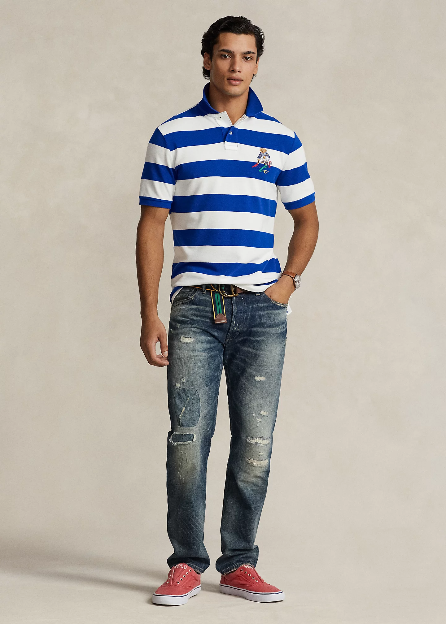 Classic Fit Polo Bear Mesh Polo Shirt