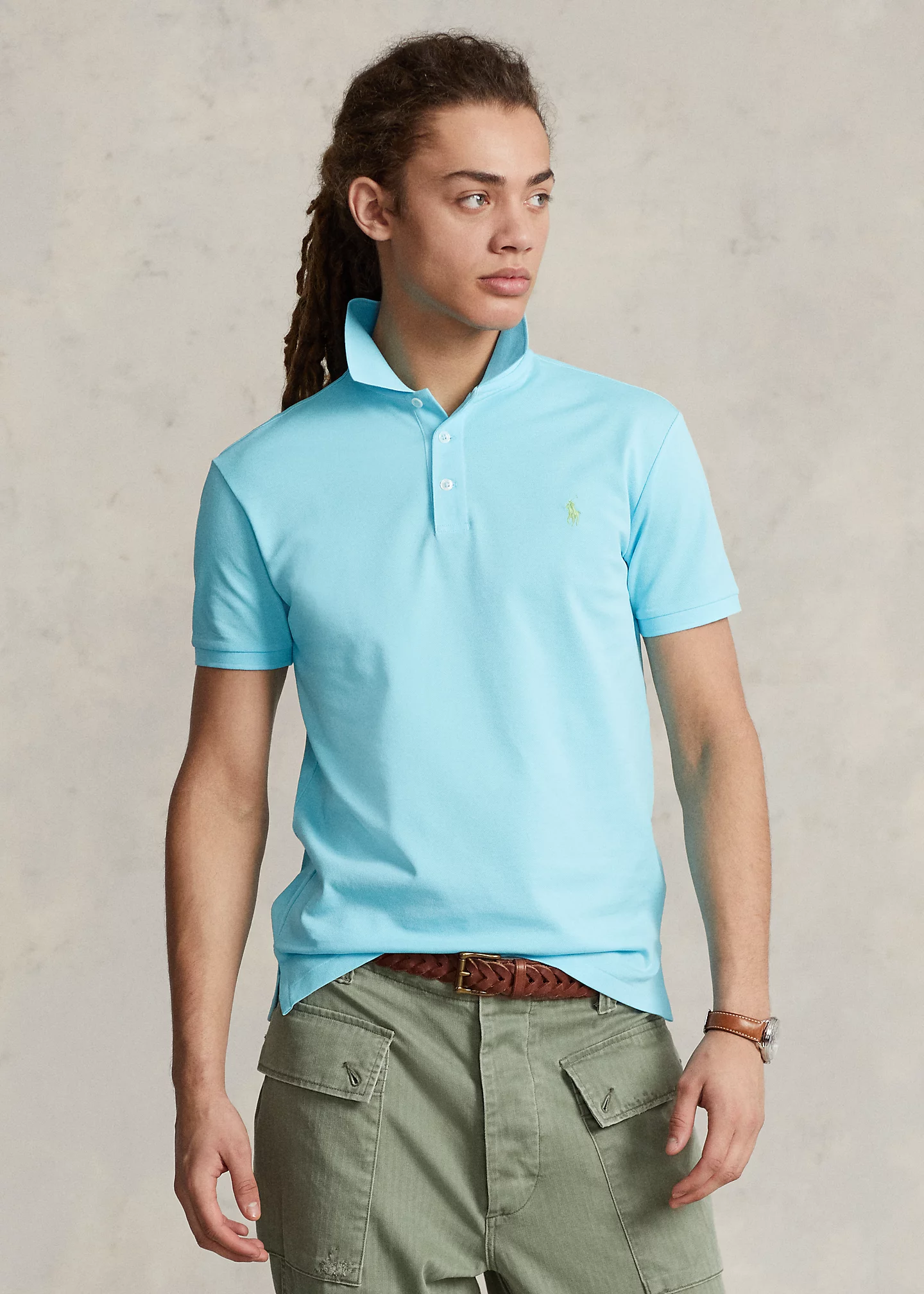 Slim Fit Stretch Mesh Polo Shirt