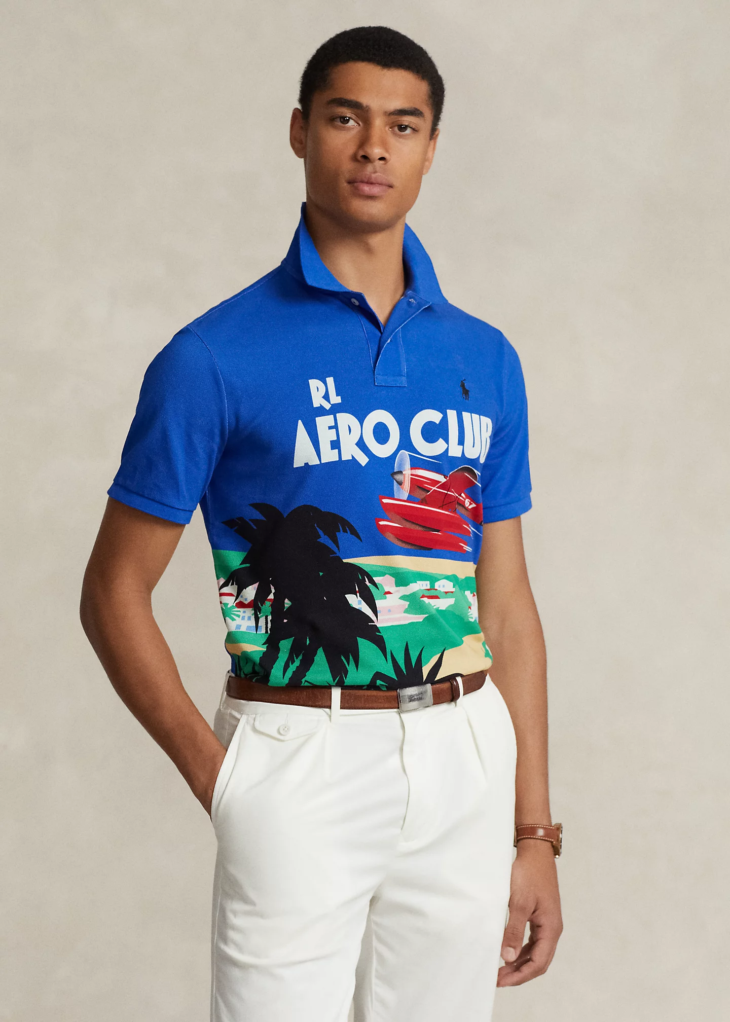 Classic Fit Mesh Graphic Polo Shirt
