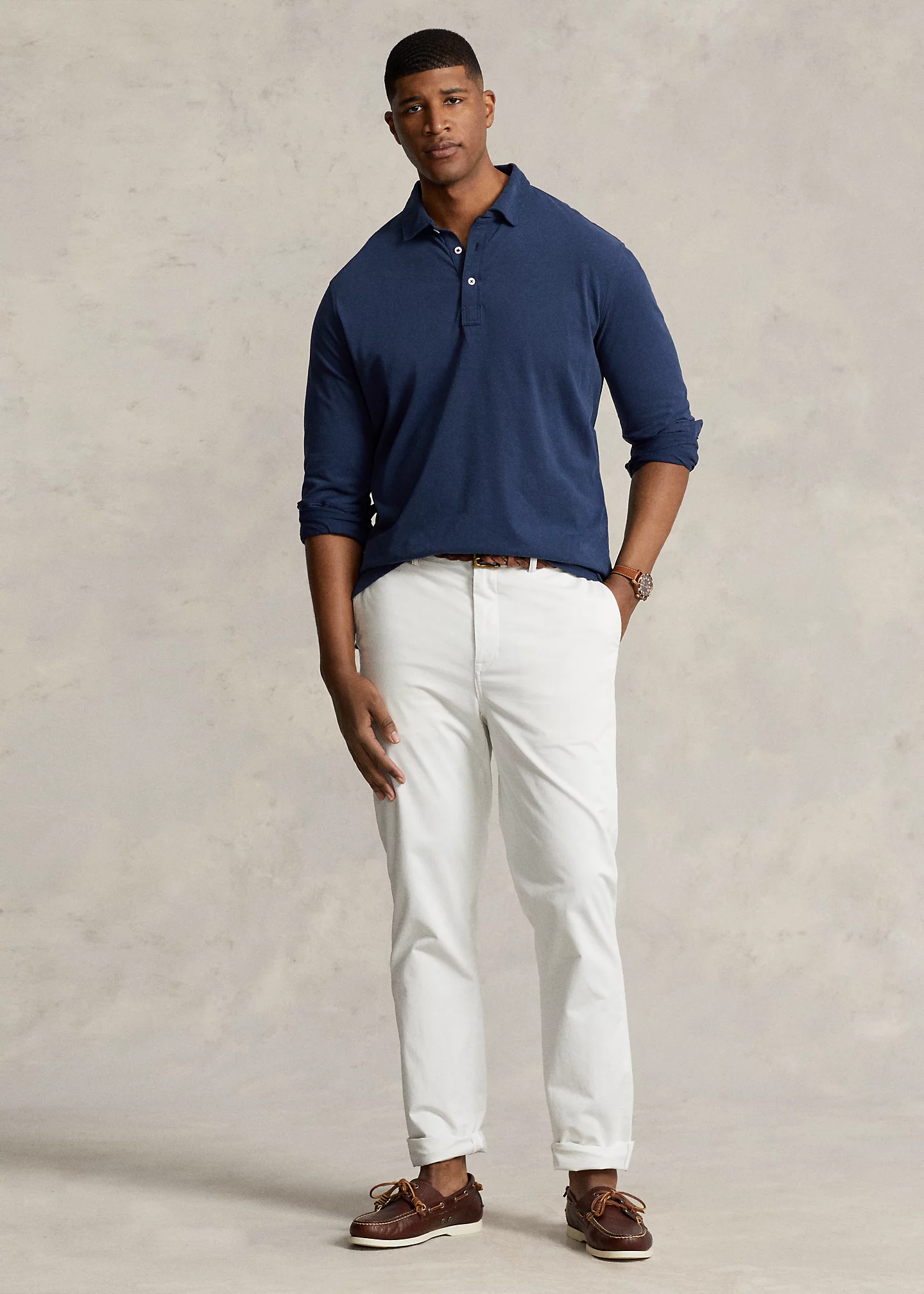 Jersey Long-Sleeve Polo Shirt