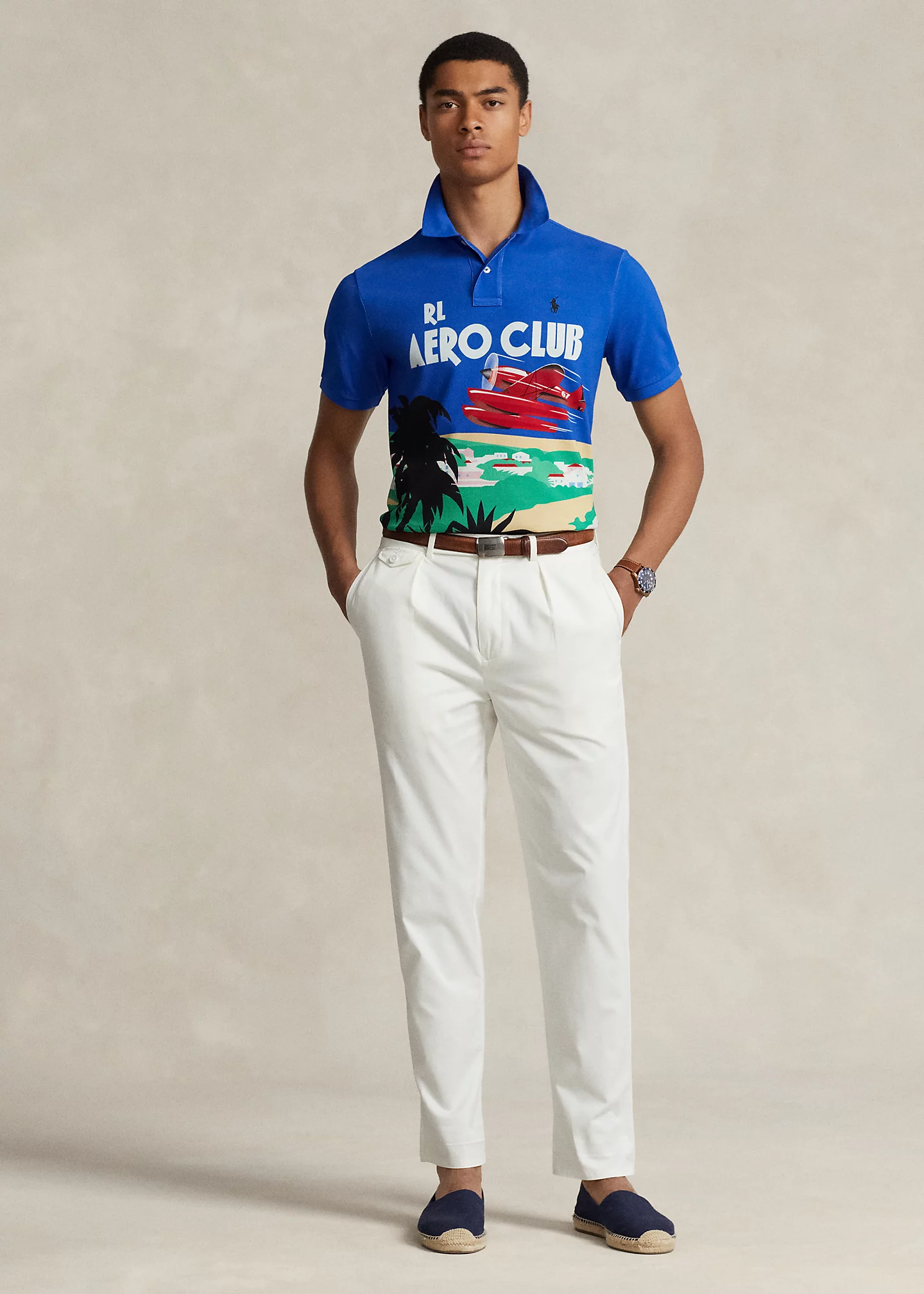 Classic Fit Mesh Graphic Polo Shirt