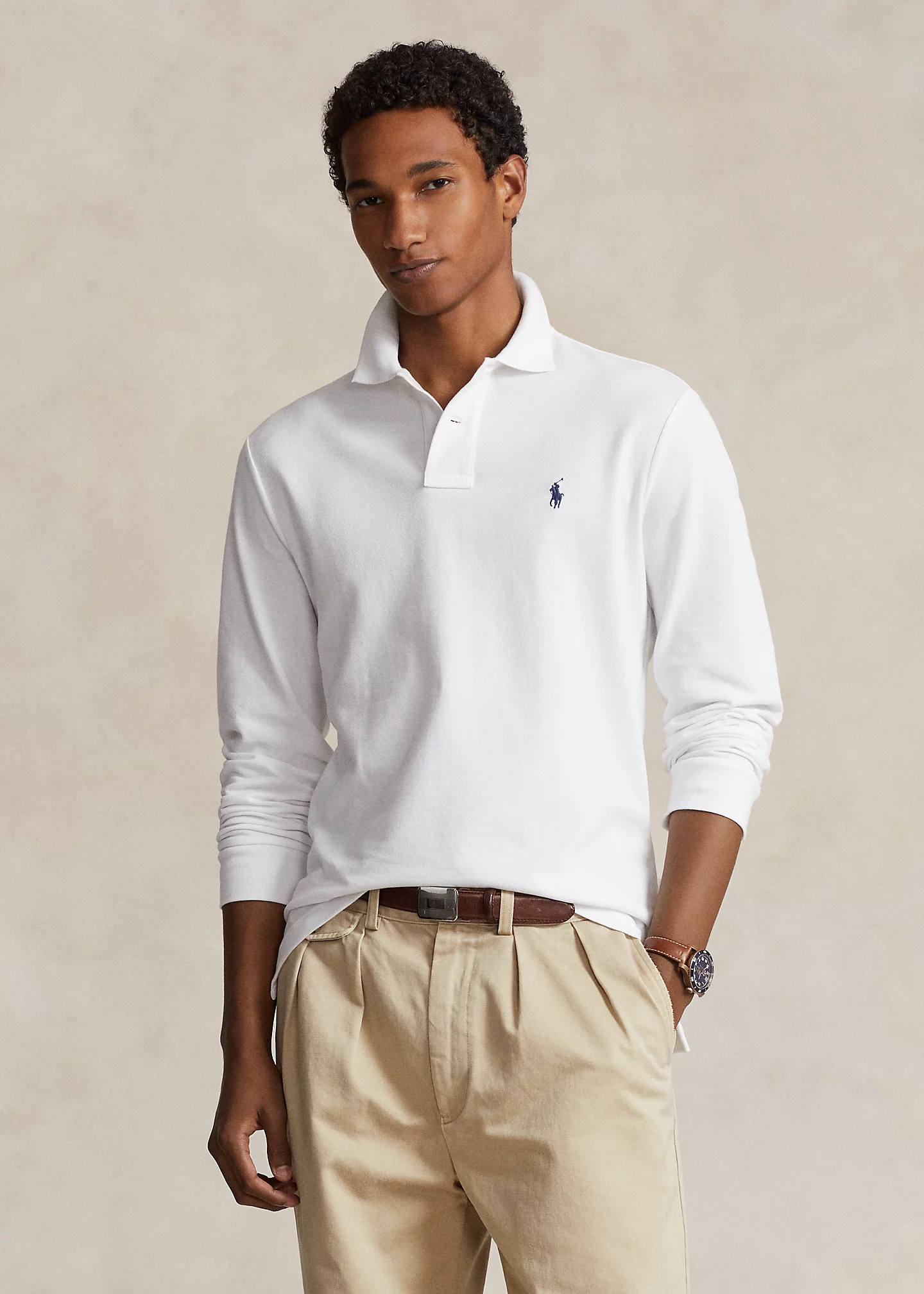 Mesh Long-Sleeve Polo Shirt �C All Fits
