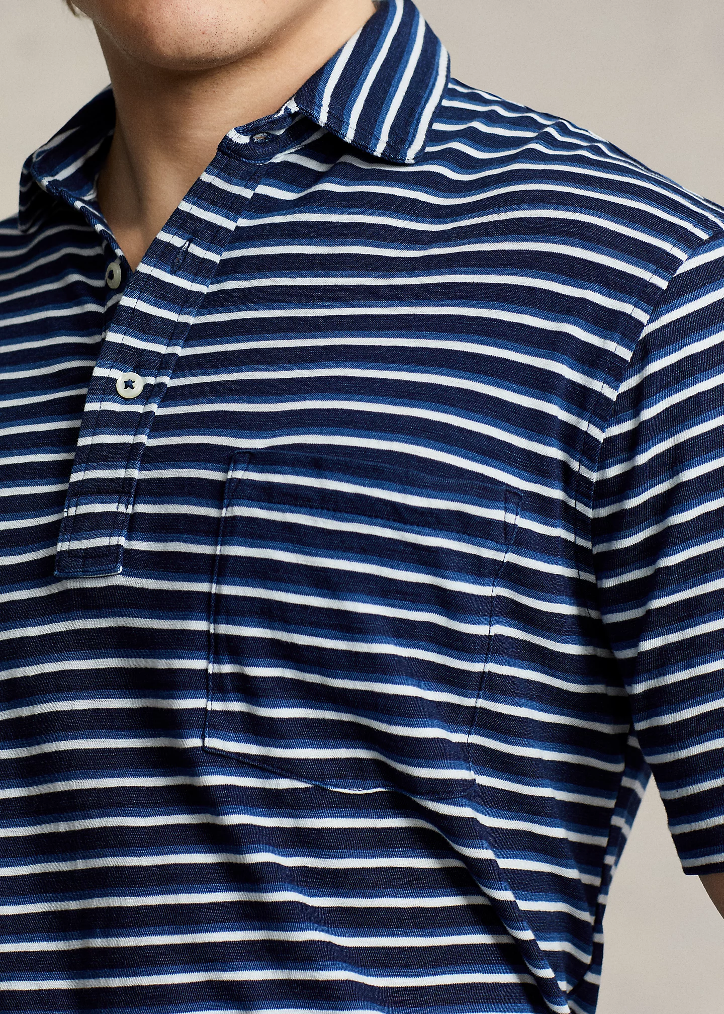 Classic Fit Striped Jersey Polo Shirt