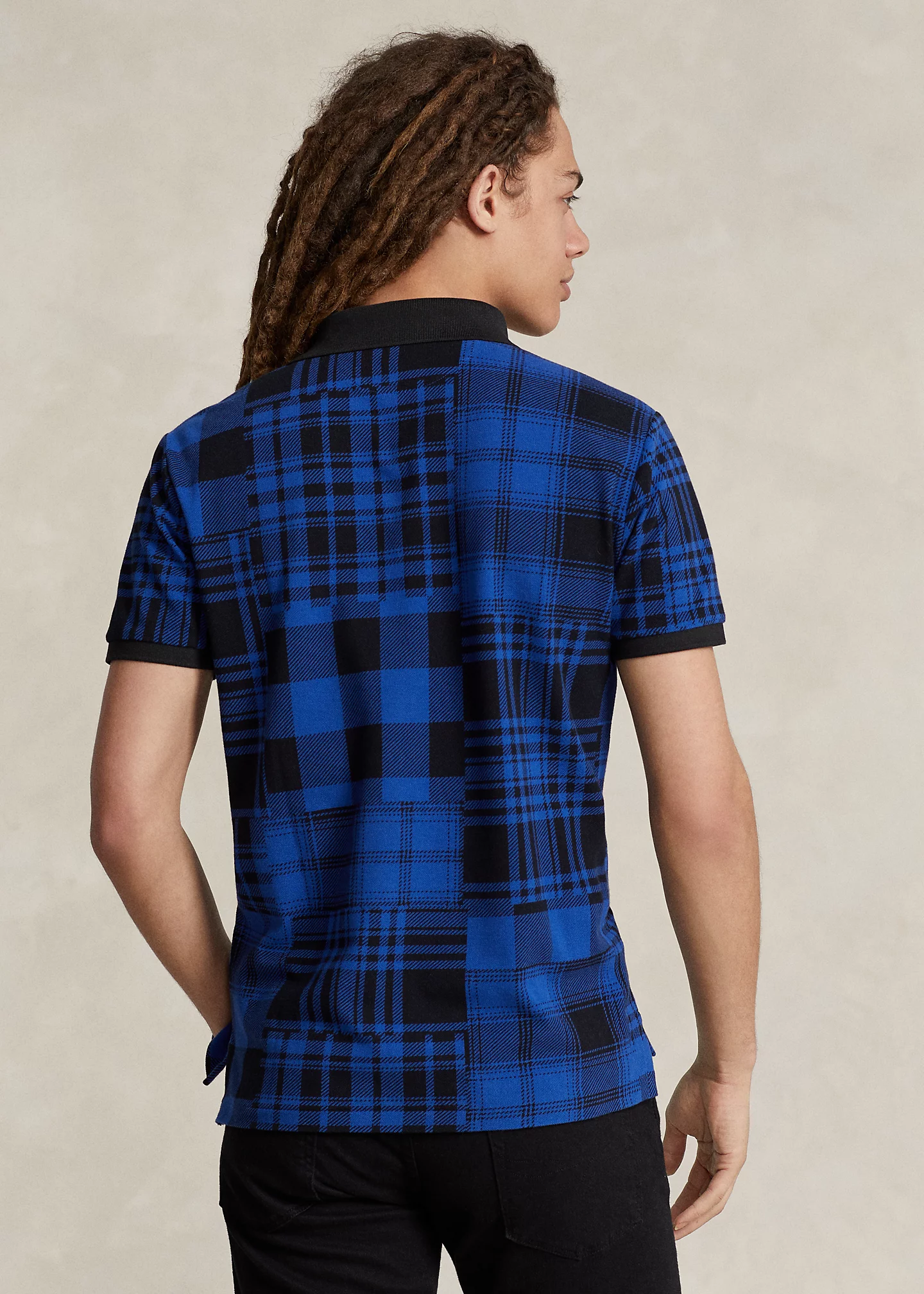 Custom Slim Plaid Mesh Polo Shirt