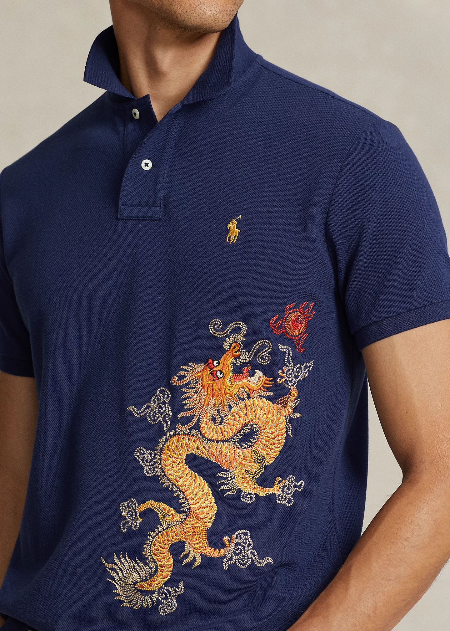 Lunar New Year Dragon Mesh Polo Shirt
