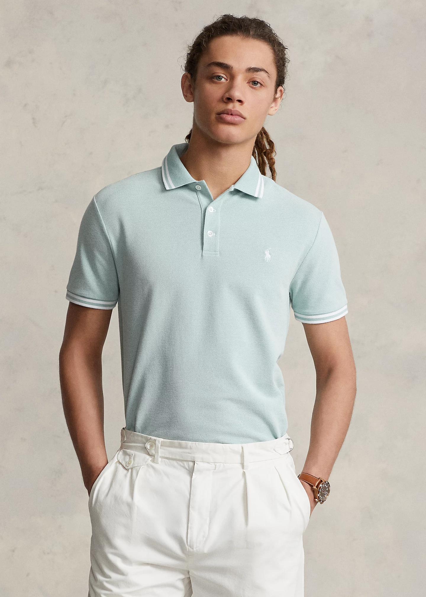 Custom Slim Fit Stretch Mesh Polo Shirt