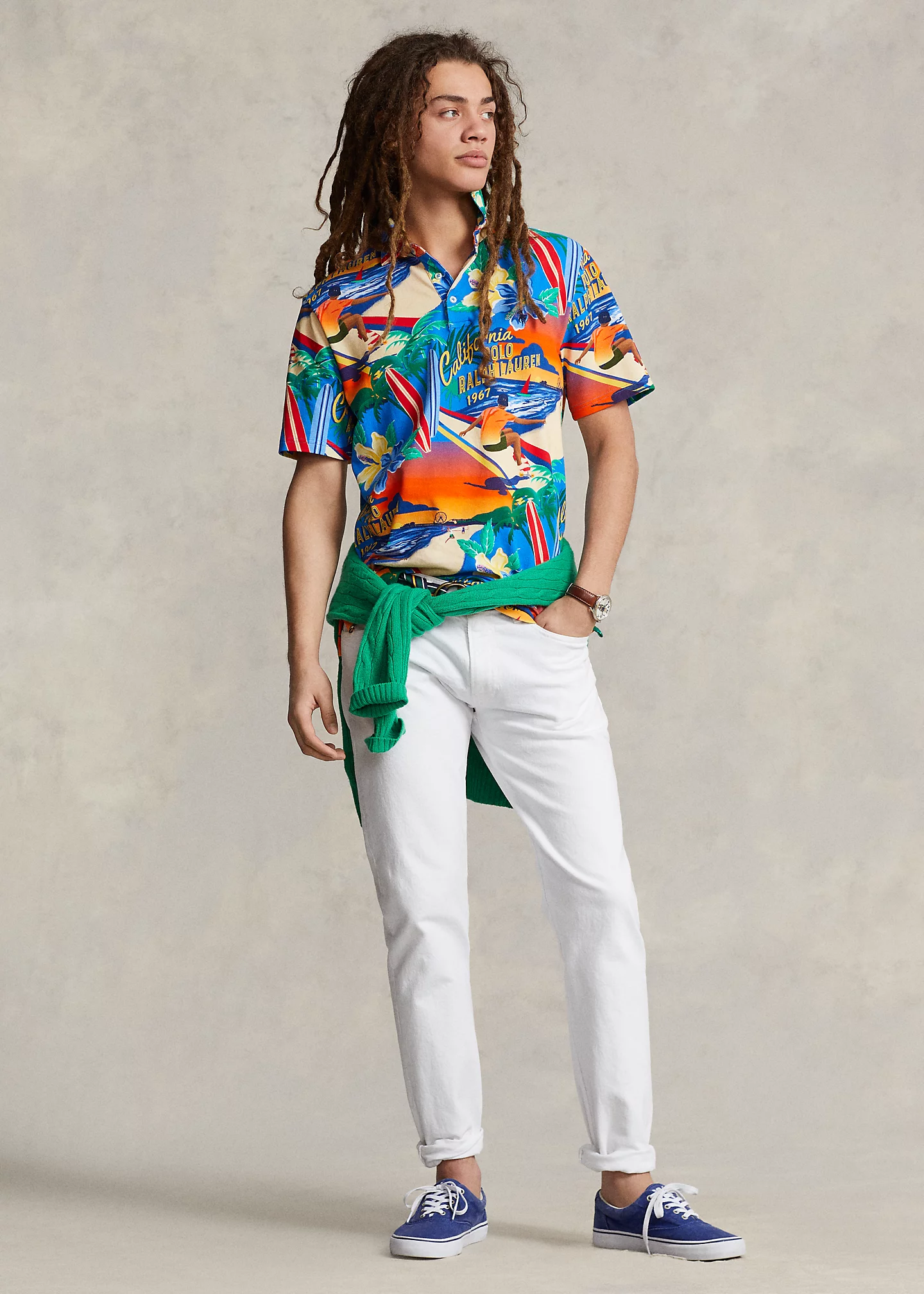 Classic Fit Printed Mesh Polo Shirt