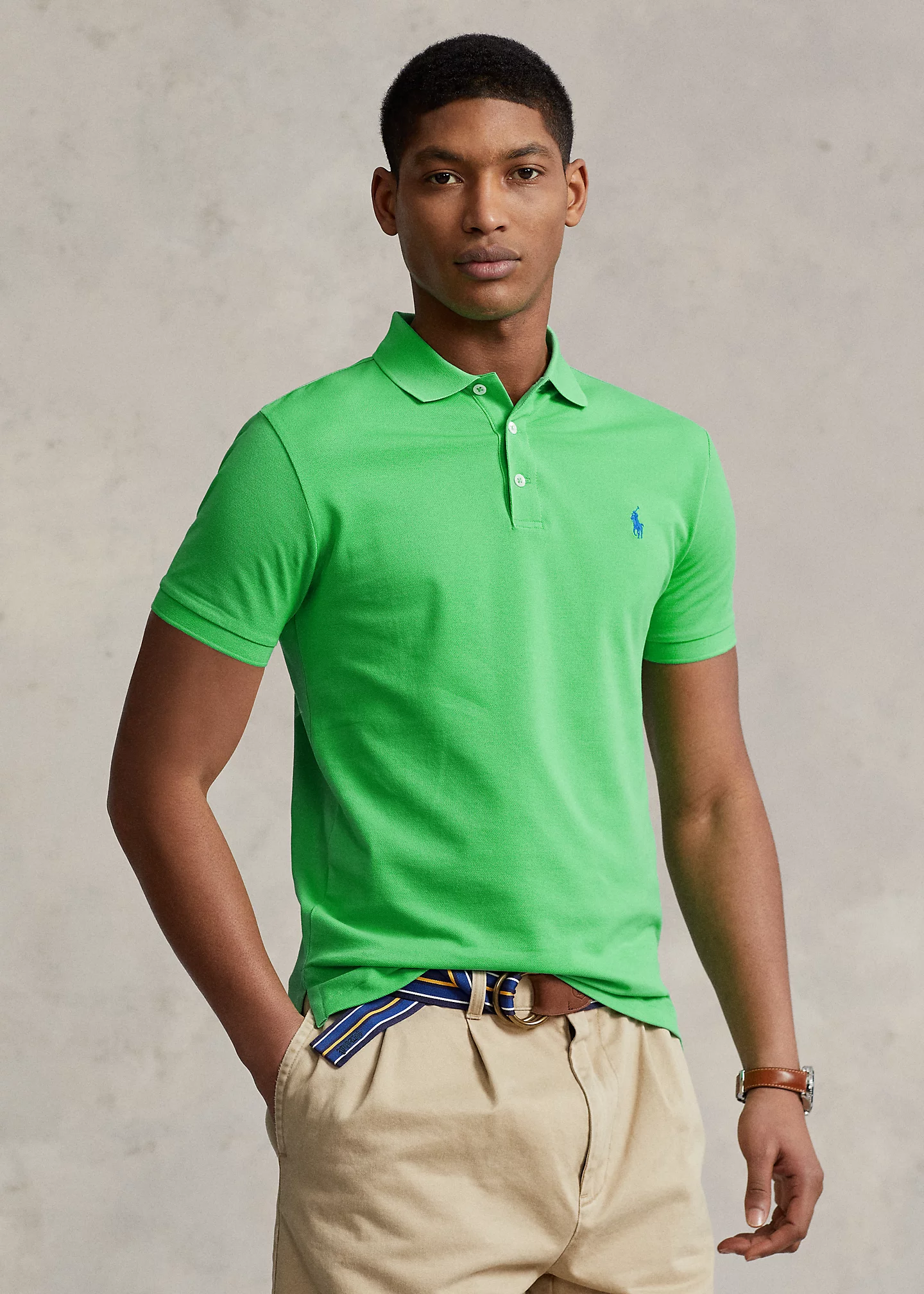 Slim Fit Stretch Mesh Polo Shirt