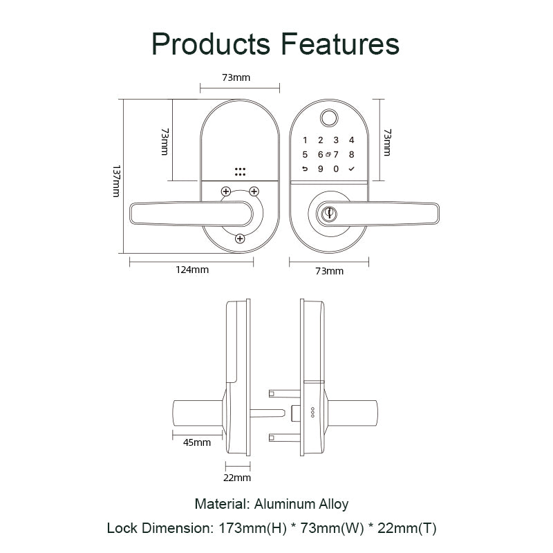 Keypad Smart Door Lock with Handle