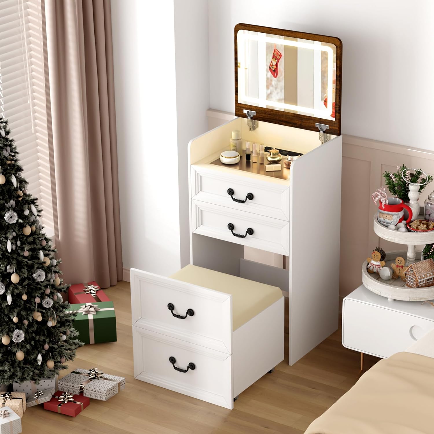 Vanity Desk 3 In 1 (Mirror & Foldable Sidetable)