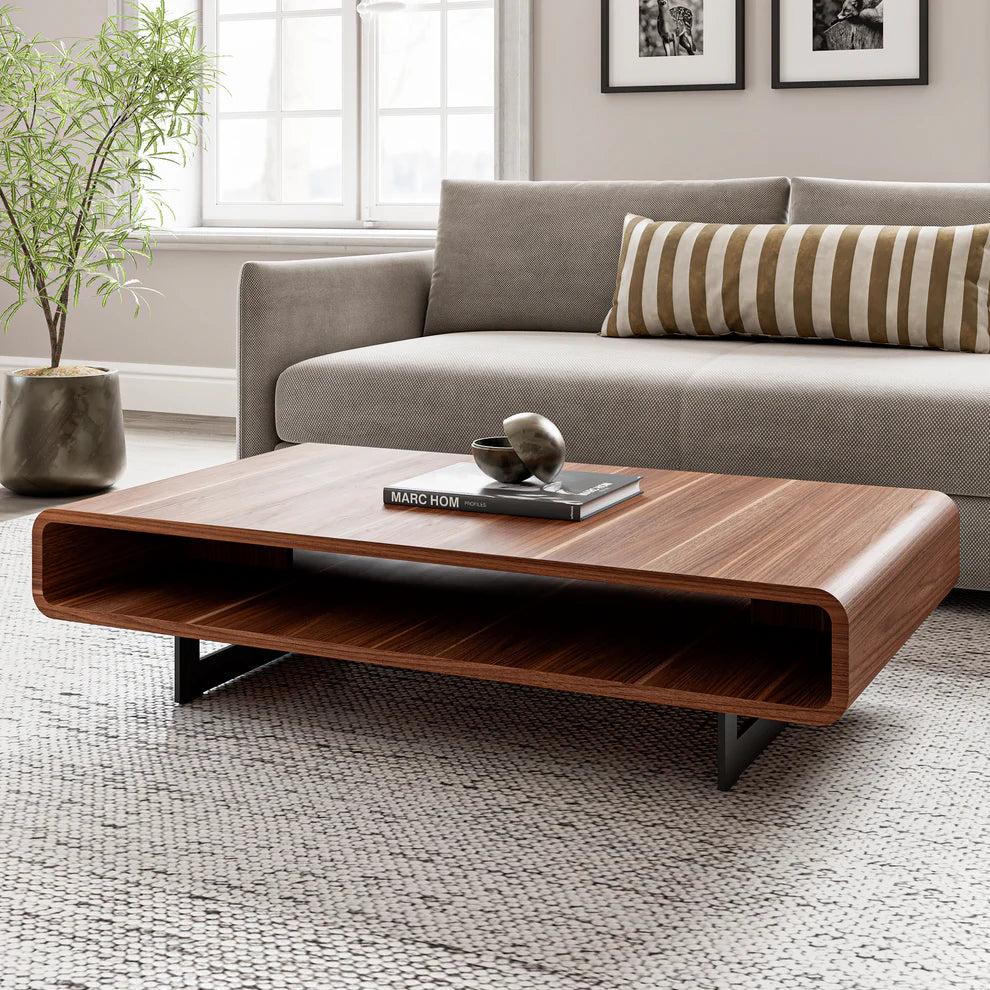 Walnut Rounded Retangular Coffee Table
