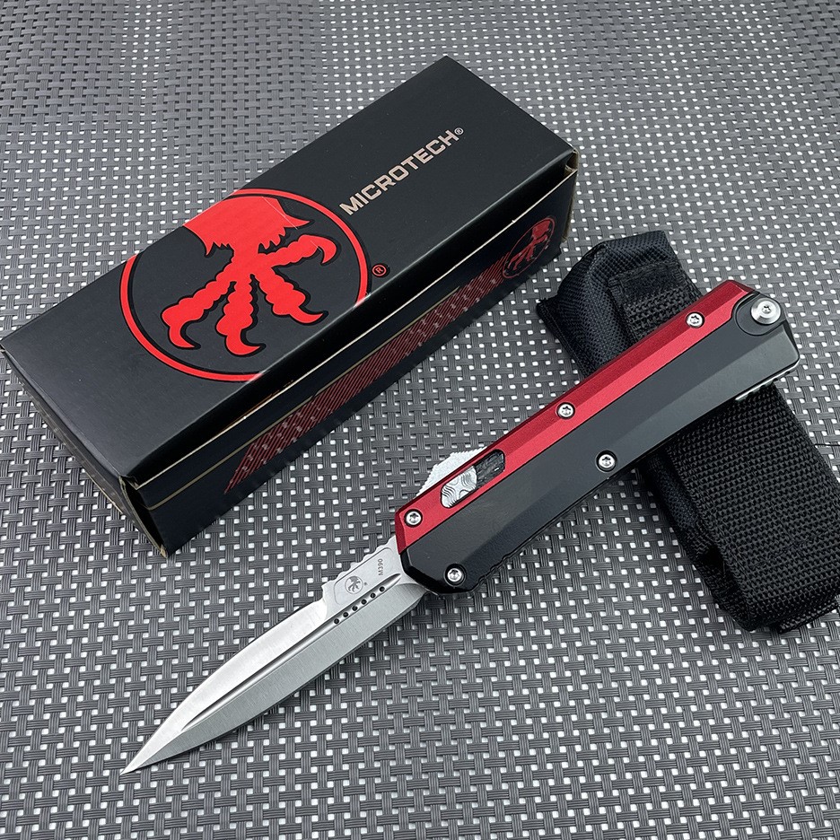 Microtech Glykon Bayonet Tri-Slide Double Edge OTF Knife (SV-RD)
