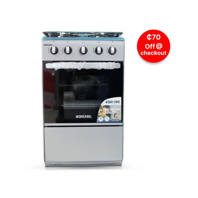 Bruhm BGC 55401F Burner Gas Cooker - Glass Top - Silver