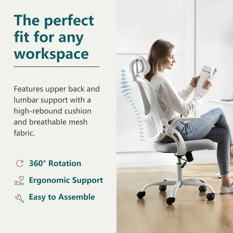 [24-hour delivery+Unpacking and inspection] Supreme Comfort Ergonomic Office Chair - High-Back Mesh Design with Customizable Lumbar Support & Pillow-Soft Headrest - Executive Swivel Gaming Chair，No footrest version（Footrest version sold out）