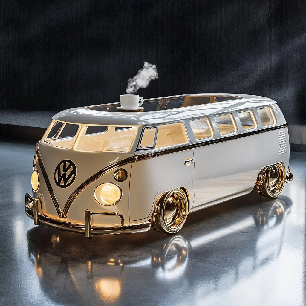 Glass Volkswagen Bus Coffee Tables