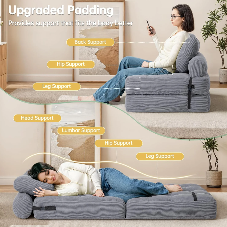 🔥Hot Sale 50% Off🔥Upgraded Convertible Folding Sofa Bed - With Backrest and Pillows
