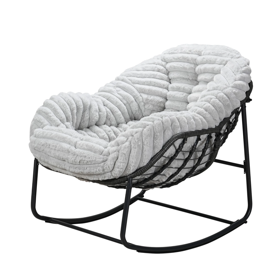 💥 Limited-Time Offer💥Naga Bahna Rocking Chair for Front Porch, Garden, Patio (Light Gray)