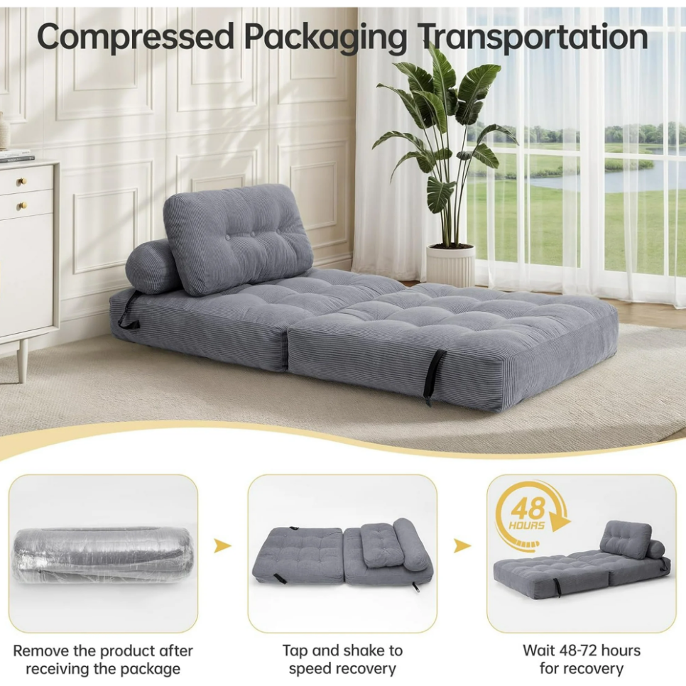 🔥Hot Sale 50% Off🔥Upgraded Convertible Folding Sofa Bed - With Backrest and Pillows