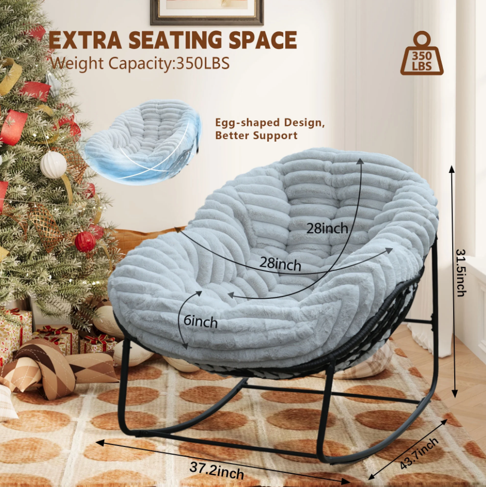 💥 Limited-Time Offer💥Naga Bahna Rocking Chair for Front Porch, Garden, Patio (Light Gray)