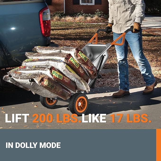 💥 Limited-Time Offer💥Worx WG050 8 in 1 Aerocart Garden Trolley/Wheelbarrow Heavy Duty