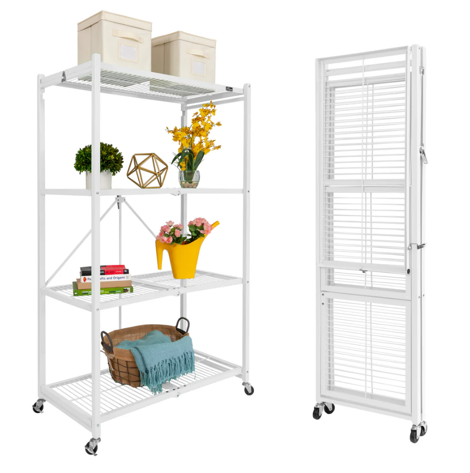 💝Four-tier heavy-duty foldable storage rack suitable for garages, pantries, basements, laundry rooms, warehouses