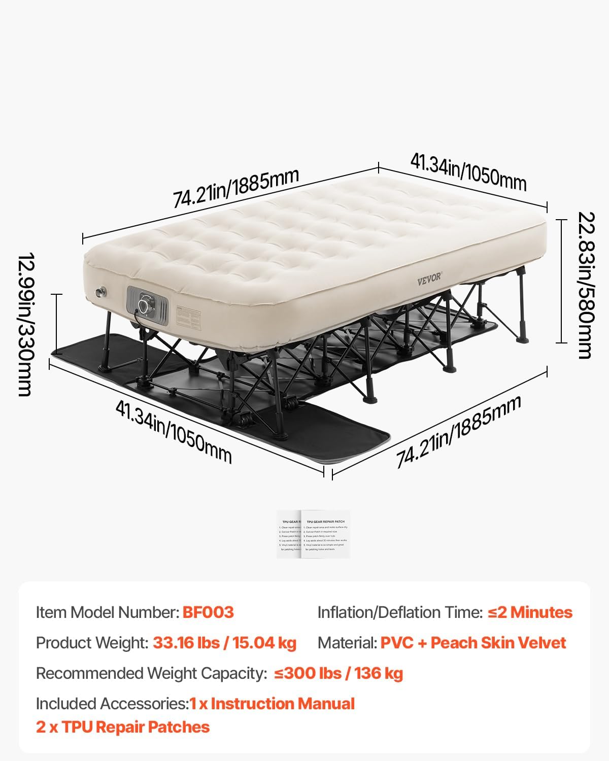 ⚡Last Day For Clearance⚡ 💝Automatic folding air mattress quickly inflates and deflates in 2 minutes
