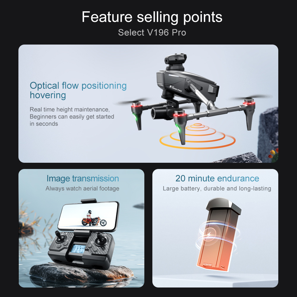 🛸✨ Drone Limited Time Offer 🌟🔥 Drone with 8K camera for adults, v196 rc quadcopter with auto return, follow me, brushless motor, circular flight, waypoint, altitude hold, headless mode, 28 minutes long flight time!!