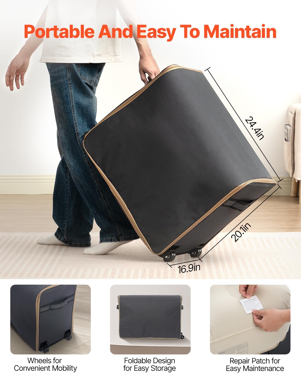 ⚡Last Day For Clearance⚡ 💝Automatic folding air mattress quickly inflates and deflates in 2 minutes
