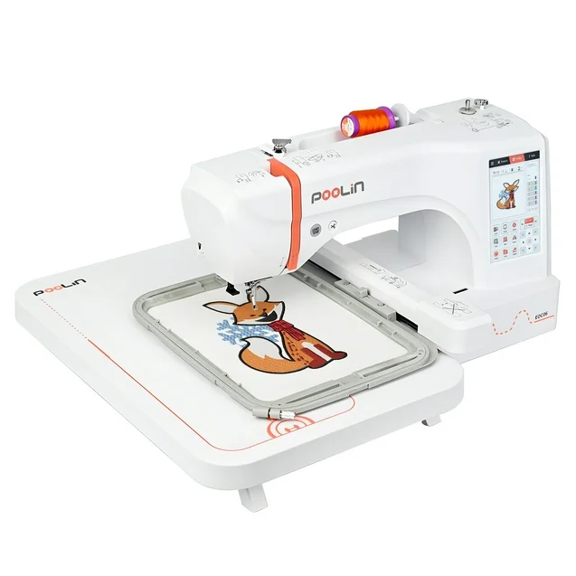 🎁【Halloween Christmas Gift】Poolin EOCO5 Home Computerized Sewing Machine is equipped with a large 7-inch LCD touch screen.