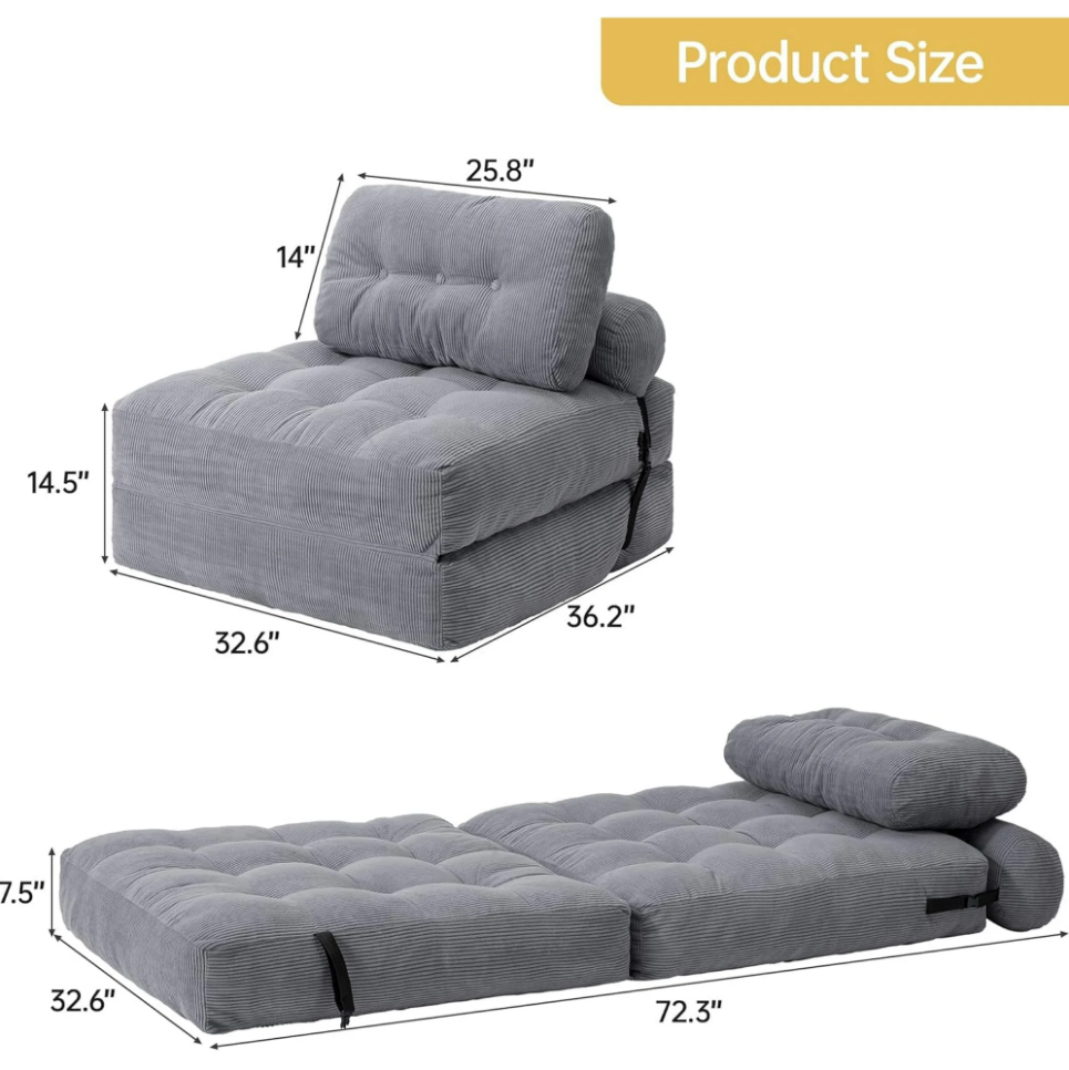 🔥Hot Sale 50% Off🔥Upgraded Convertible Folding Sofa Bed - With Backrest and Pillows