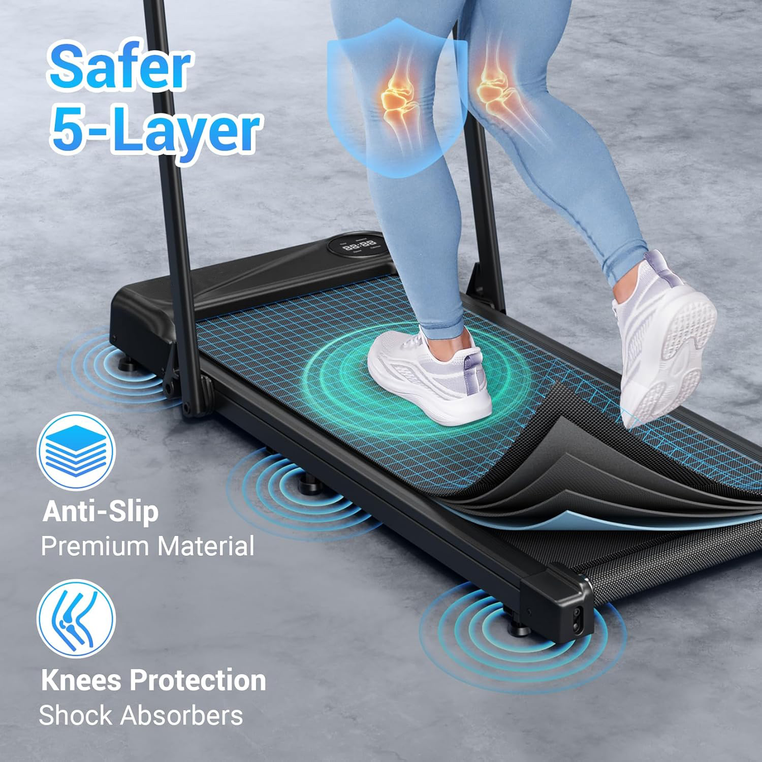 Walking Mat, 2.5 HP Under Desk, 2-in-1 Foldable, Suitable for Home Use, Walking Mat with Handlebars, 15" Wider Running Belt, with Remote Control and LED Touch Screen