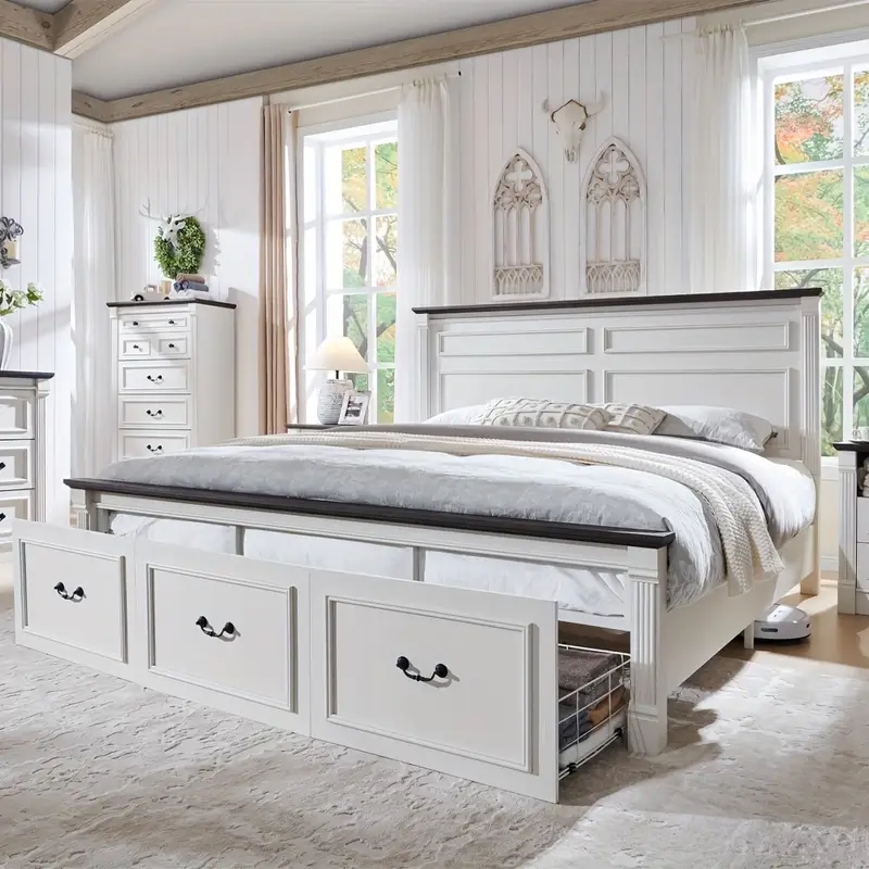 💥Farmhouse Style King/Extra/Full Size Bed Frame💥