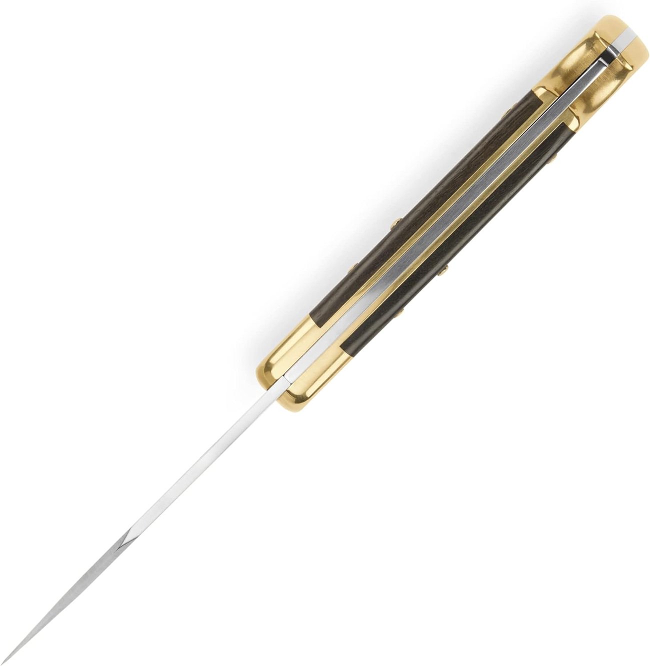 Buck 110 Folding Hunter Lock-back Knife, Brass Bolsters, Ebony Handles, 3-3/4" 420HC Blade