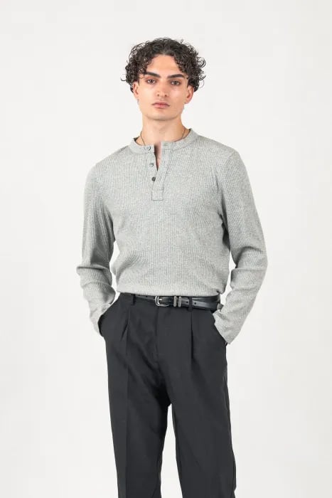 🔥Vintage Grey Henley Shirt(Free Shipping) 