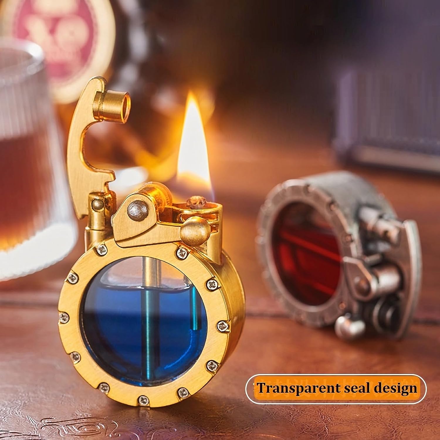 🔥Hot Sale-49% OFF🔥💖🎁Vintage Trench Lighter Transparent Kerosene Lighter Antique Steampunk Lighter Cool Unique Lighter for Men 
