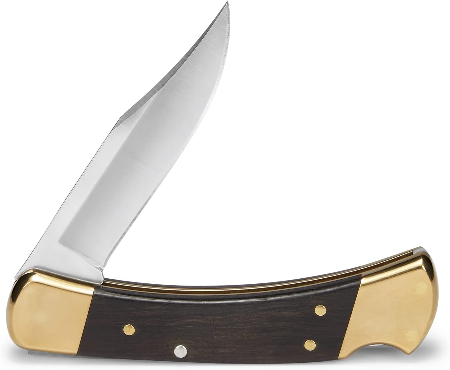 Buck 110 Folding Hunter Lock-back Knife, Brass Bolsters, Ebony Handles, 3-3/4" 420HC Blade