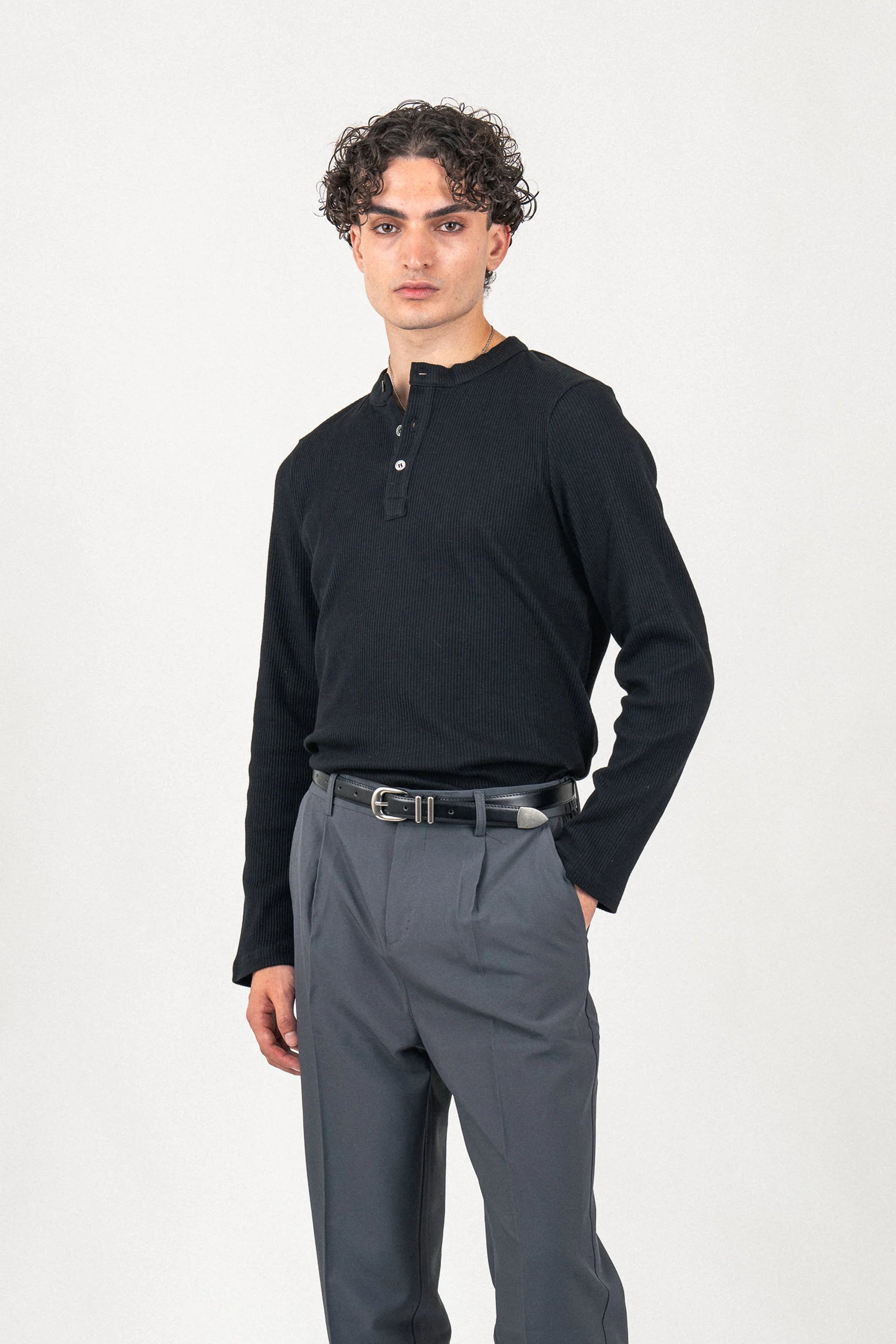 🔥Vintage Grey Henley Shirt(Free Shipping) 