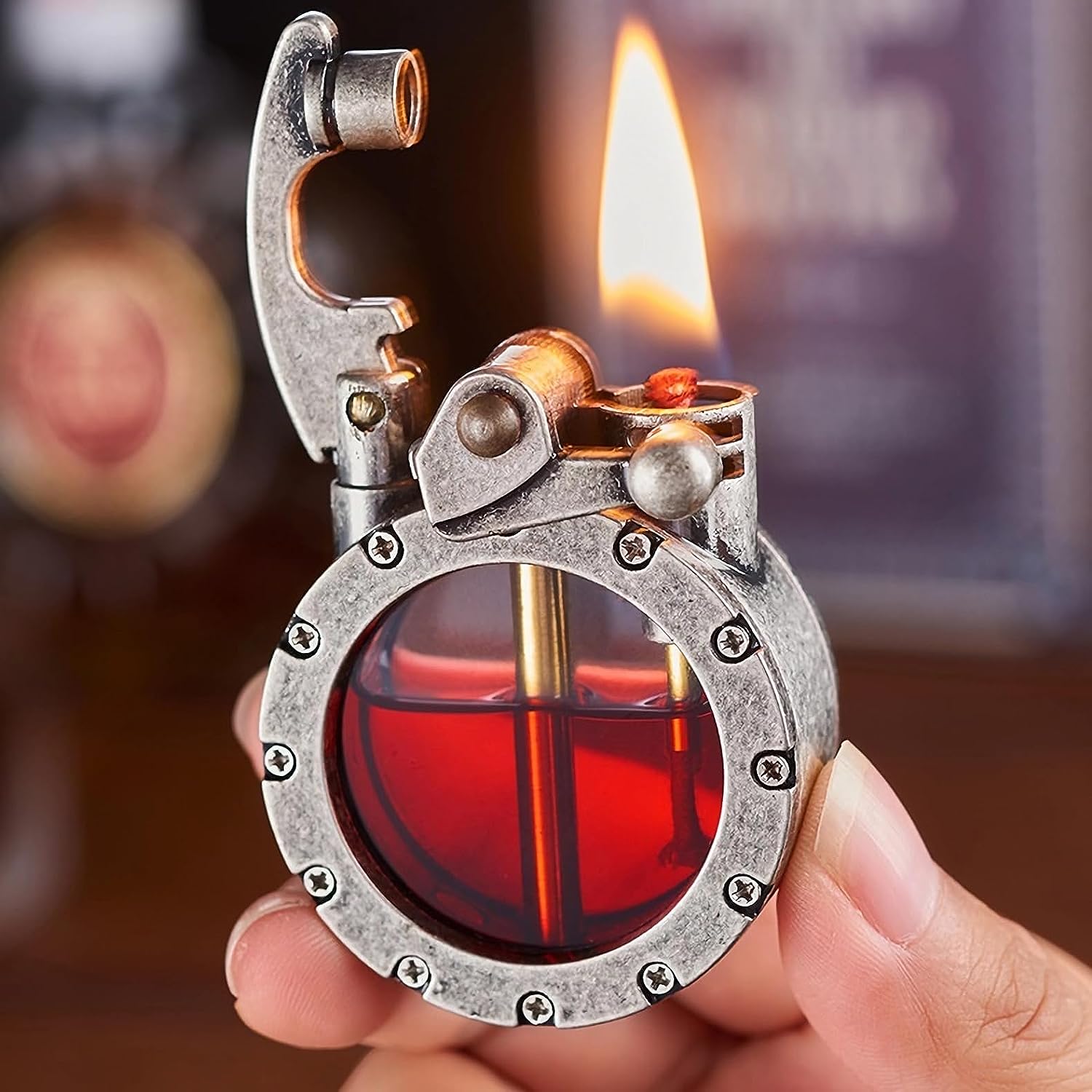 🔥Hot Sale-49% OFF🔥💖🎁Vintage Trench Lighter Transparent Kerosene Lighter Antique Steampunk Lighter Cool Unique Lighter for Men 