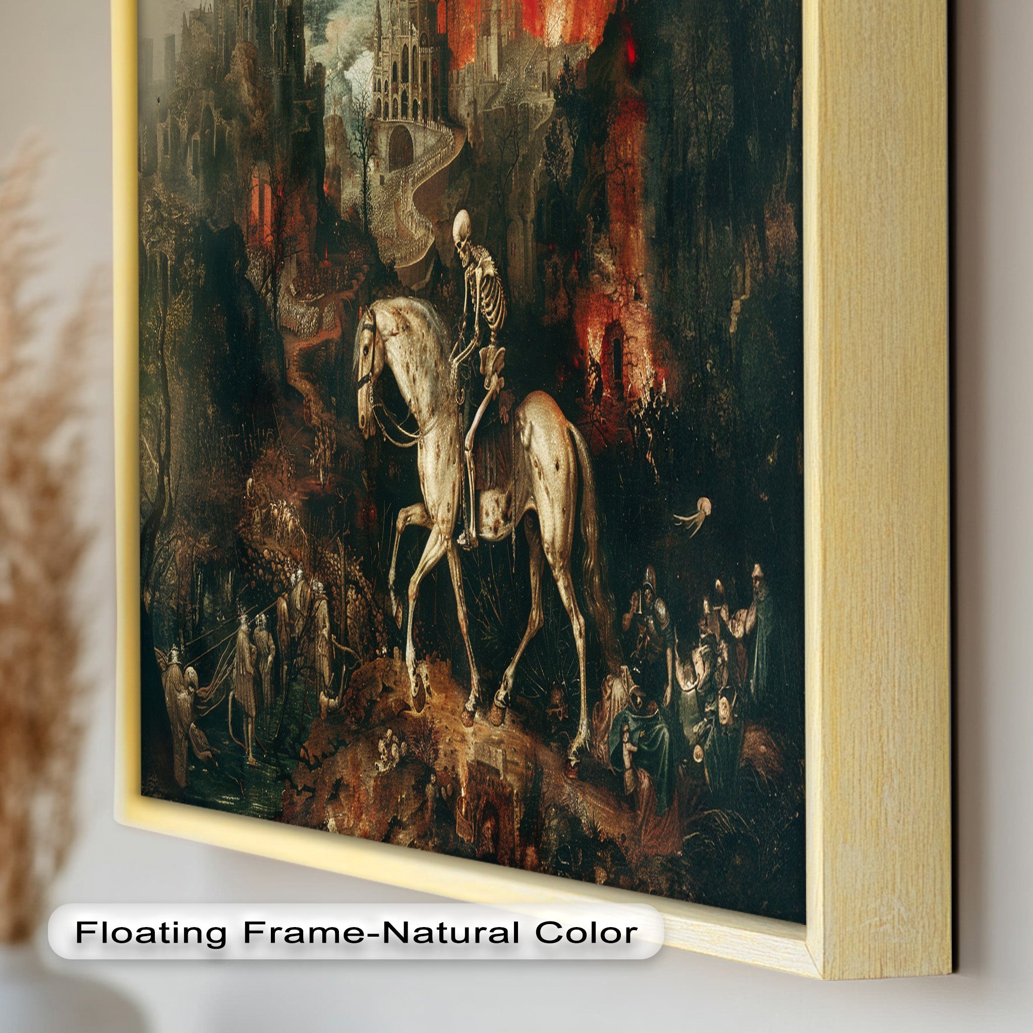 Skeleton on Horseback in Apocalyptic - Historic Oil Painting