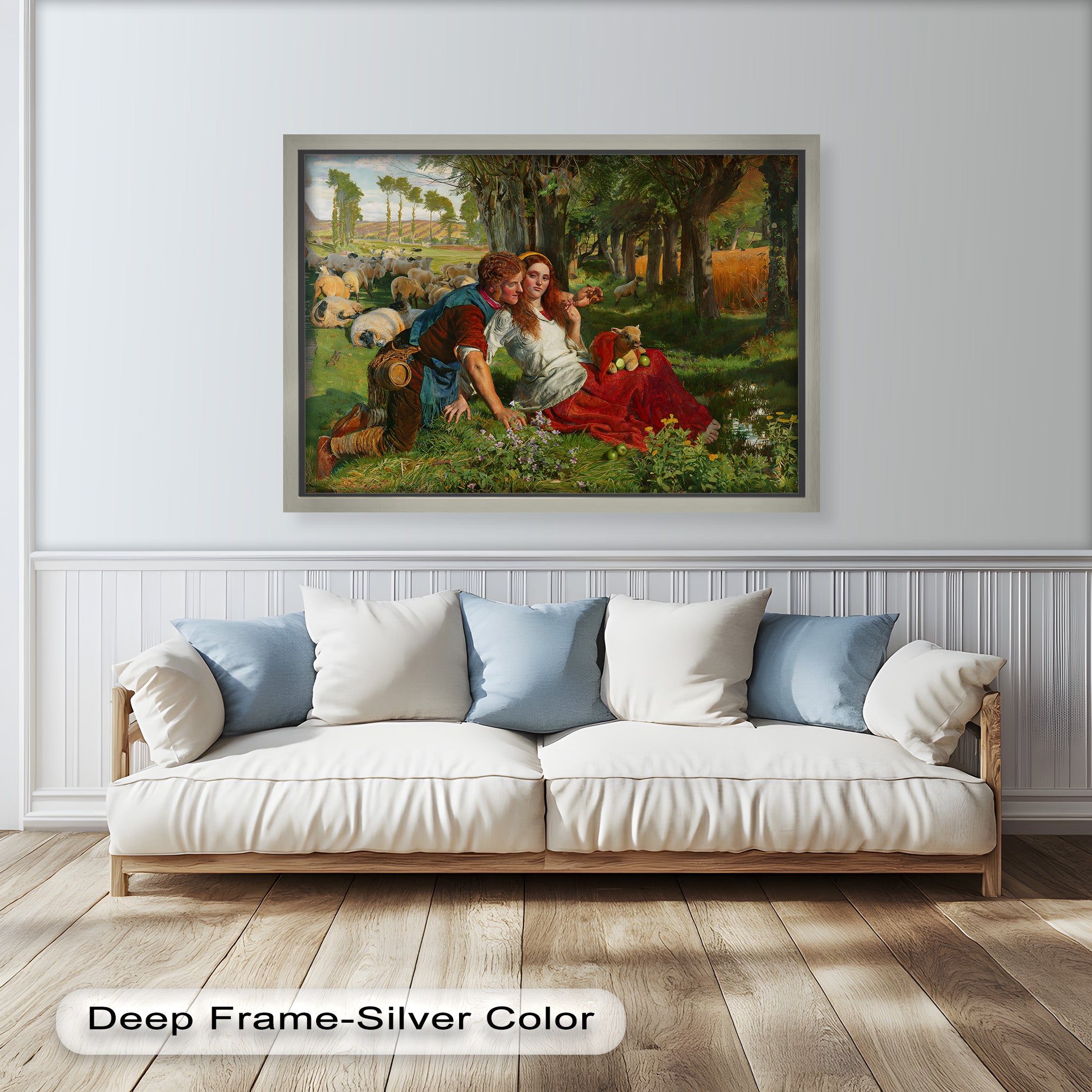 Pastoral Lovers in Countryside - Historic Oil Painting