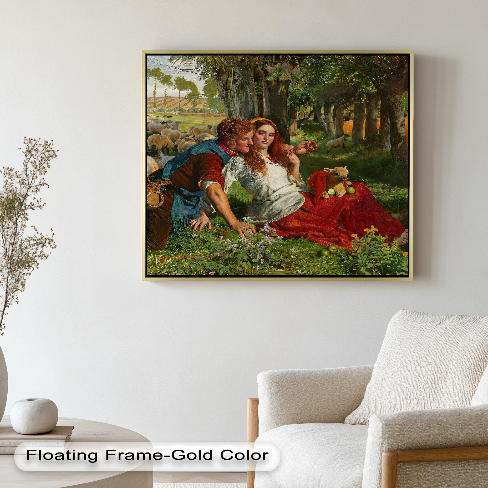 Pastoral Lovers in Countryside - Historic Oil Painting