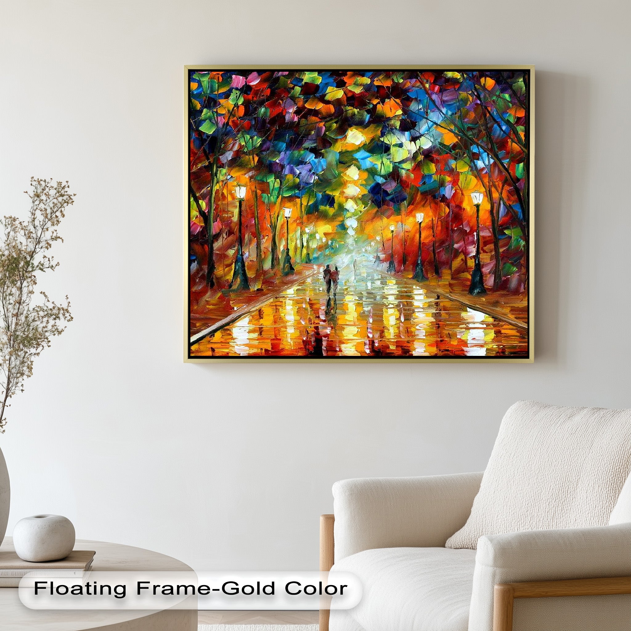 Lovers in the Park – Vivid Abstract Oil Painting
