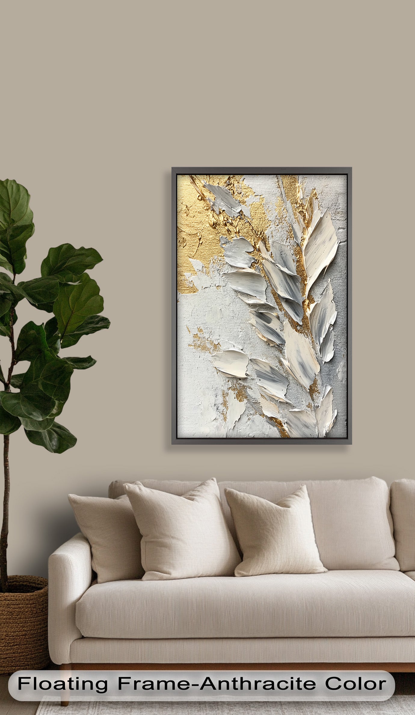 Golden Whisper – Neutral Abstract Oil Painting