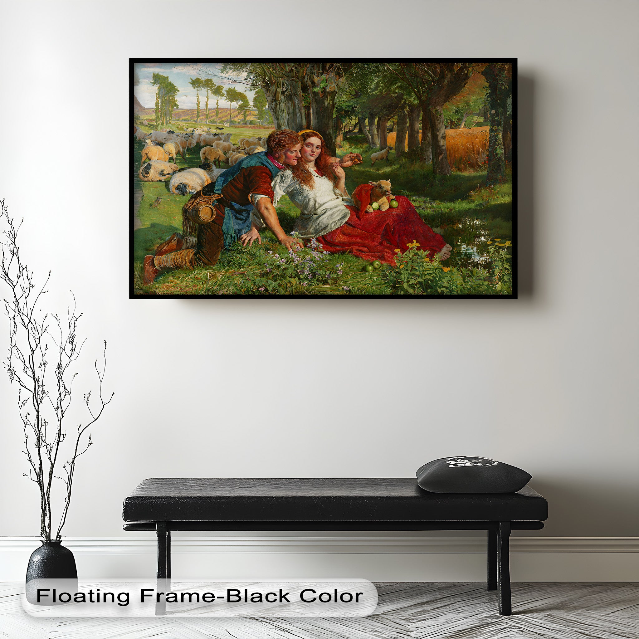 Pastoral Lovers in Countryside - Historic Oil Painting