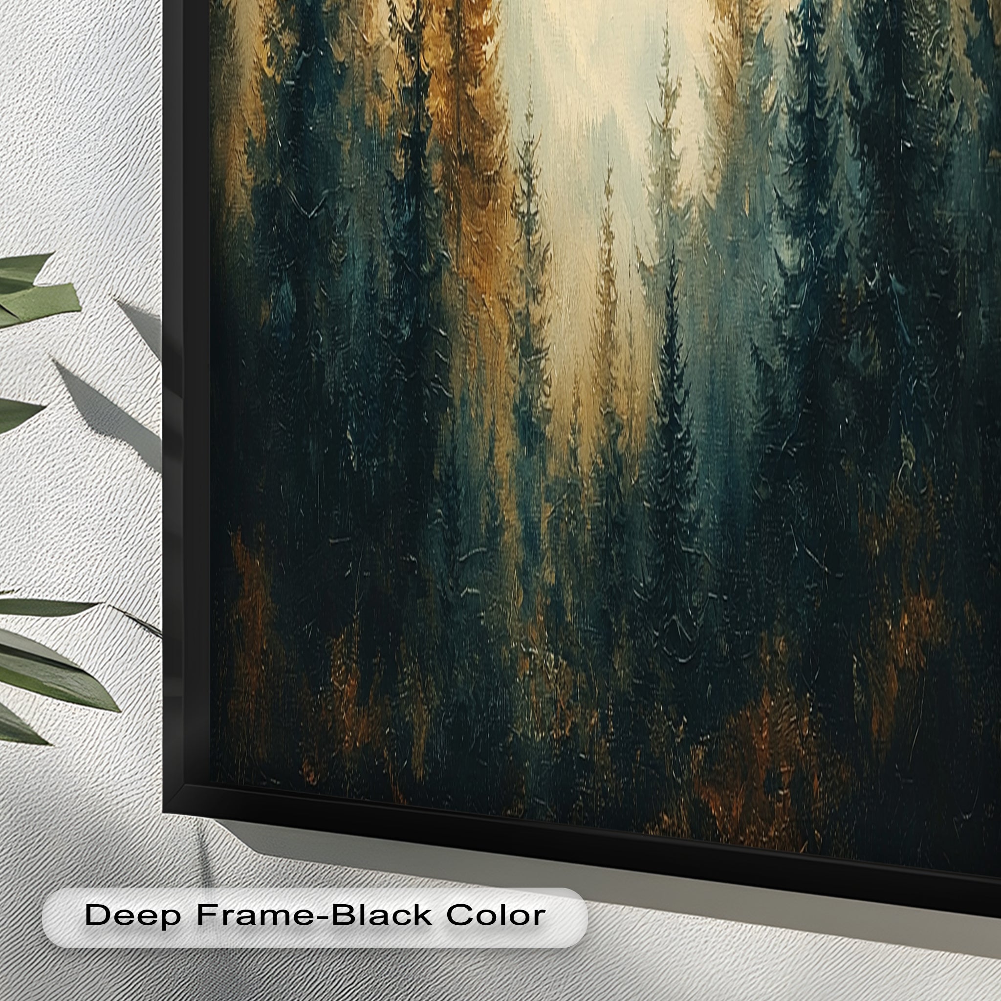 Misty Pine Forest Wall Art – Mountain Oil Painting