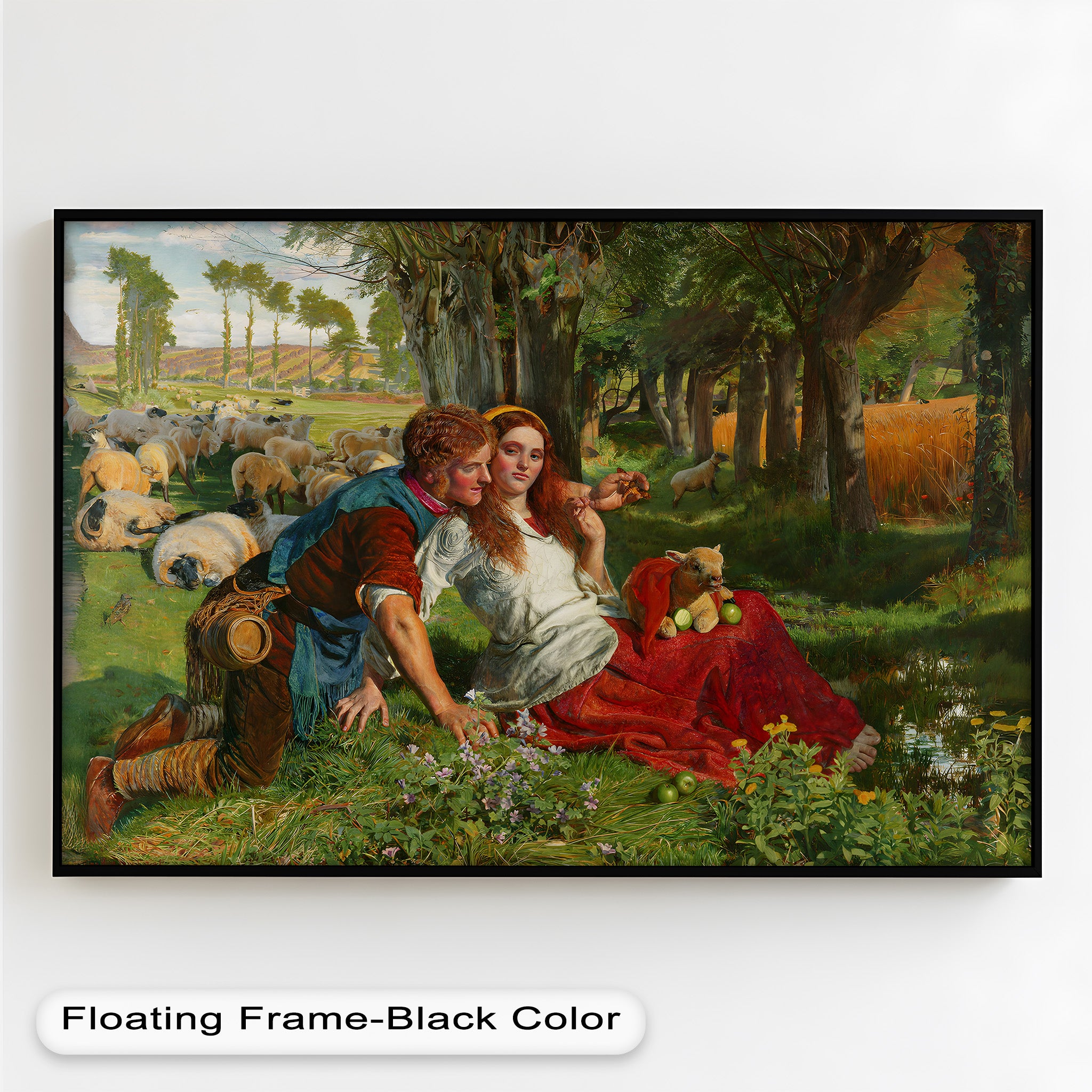 Pastoral Lovers in Countryside - Historic Oil Painting