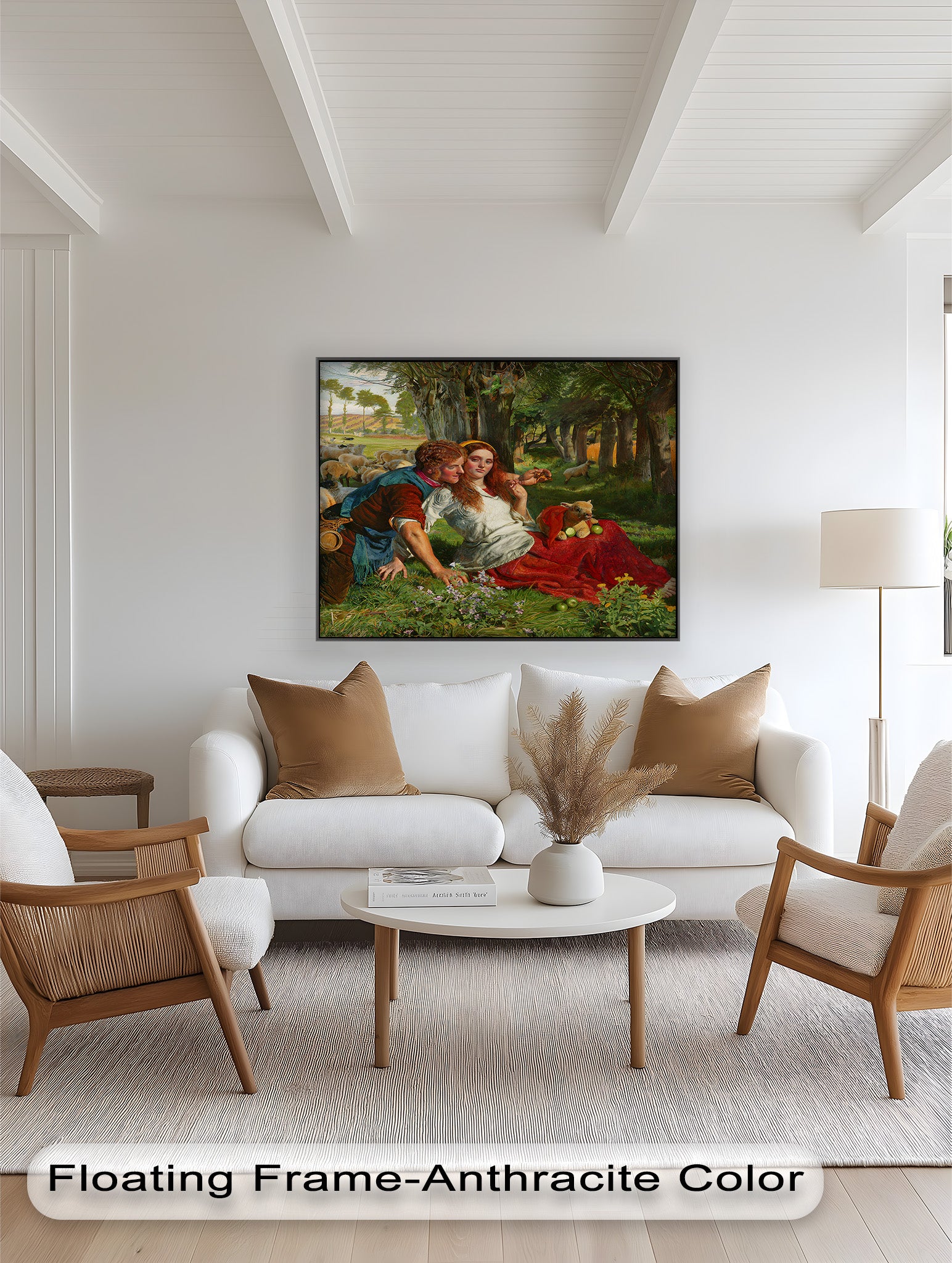Pastoral Lovers in Countryside - Historic Oil Painting