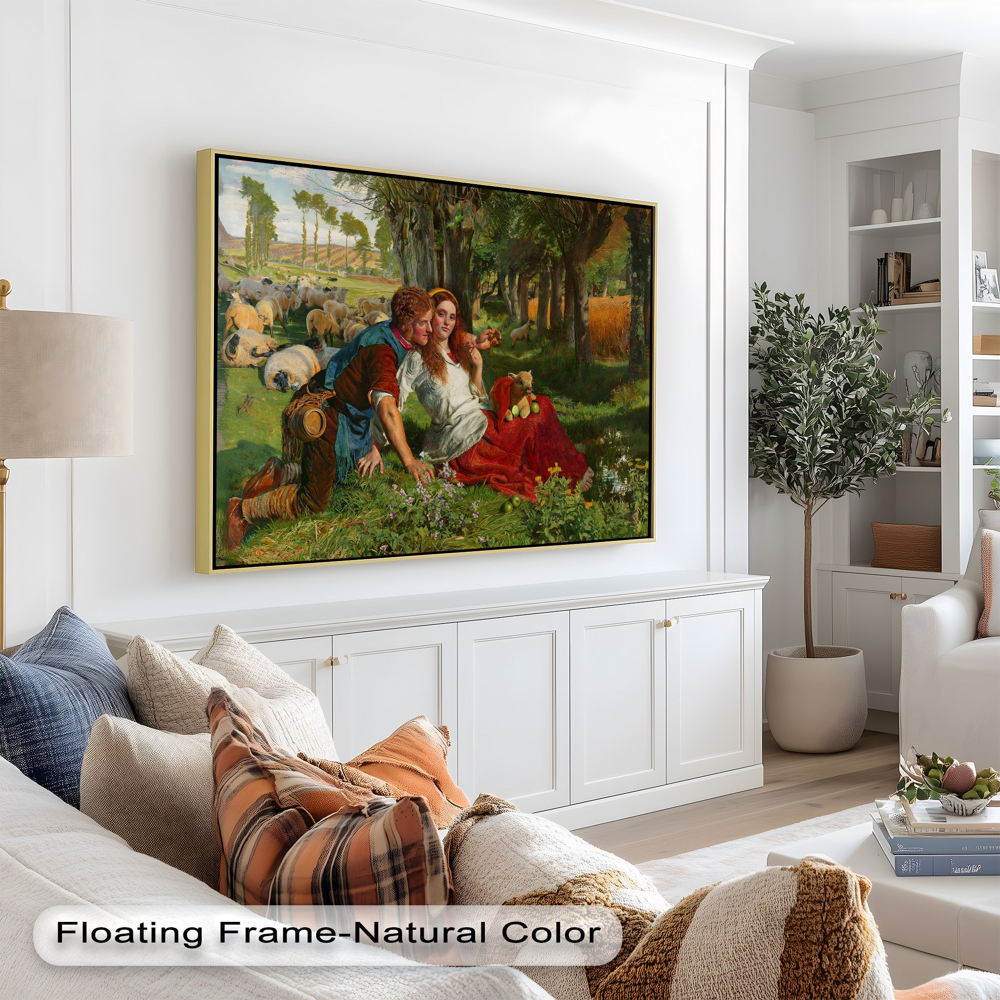 Pastoral Lovers in Countryside - Historic Oil Painting