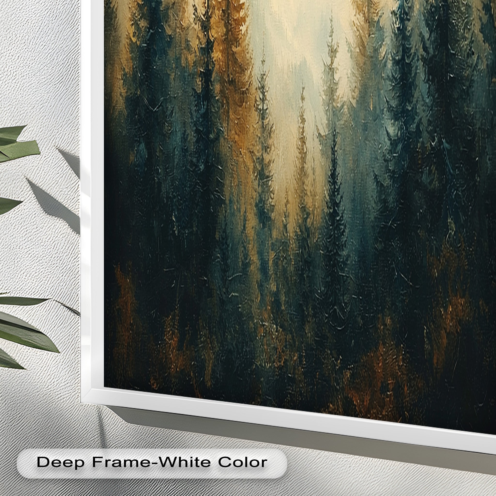 Misty Pine Forest Wall Art – Mountain Oil Painting