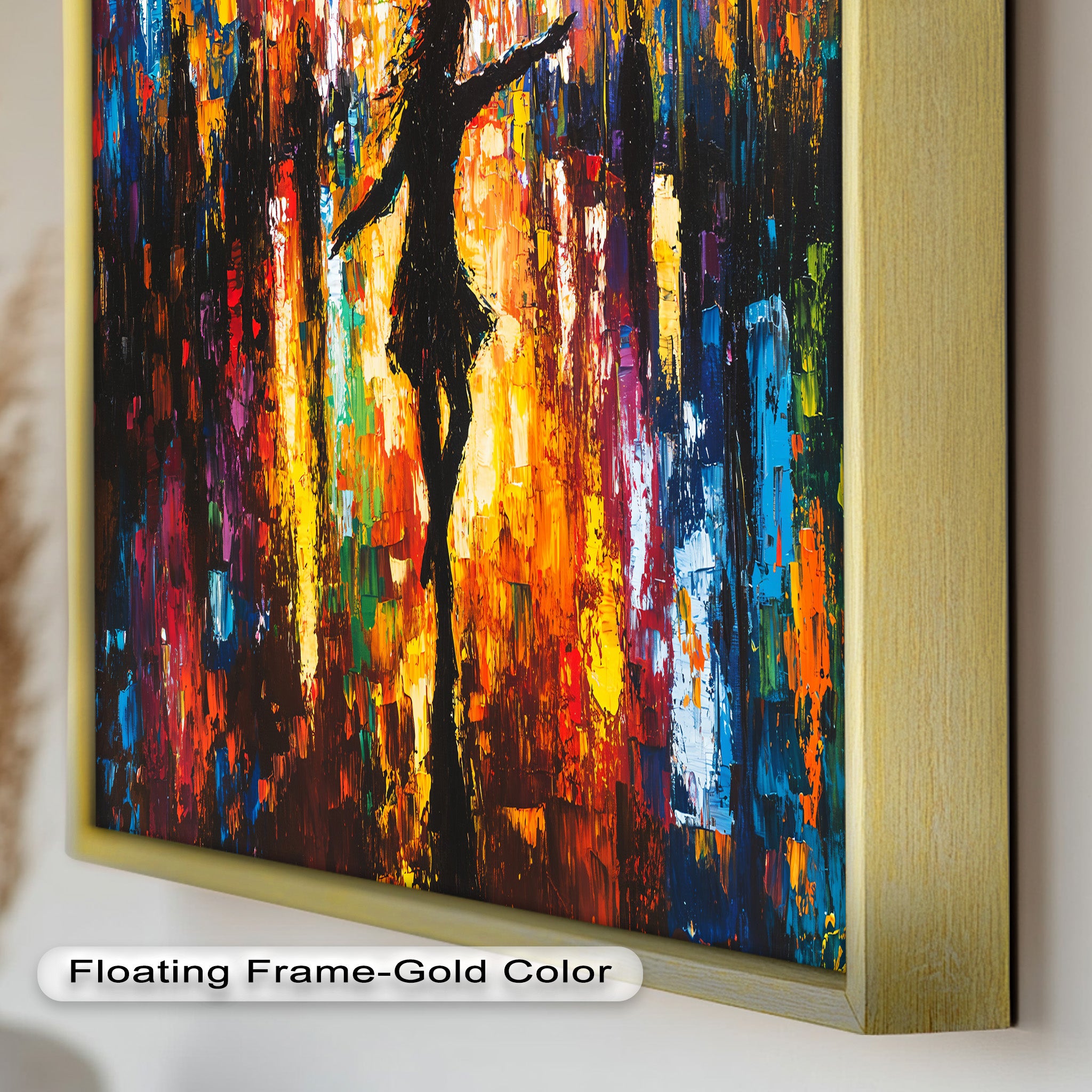 Dancing Through the Colors – Silhouette Abstract Oil Painting